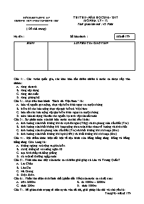 Đề thi thử THPT Quốc gia môn Địa lý - Mã đề 179 - Năm học 2016-2017 - Trường THPT Nguyễn Công Trứ